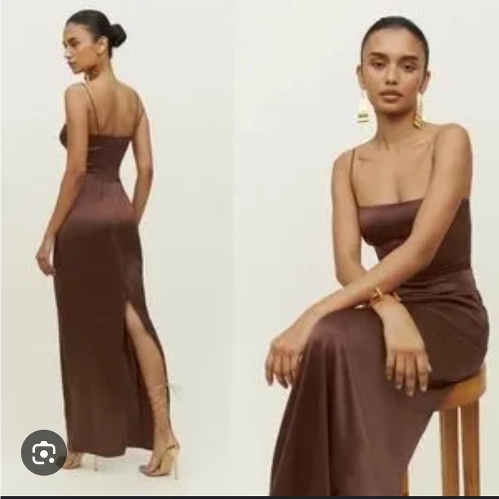 Reformation Brown Sheath Maxi Dress with Slit